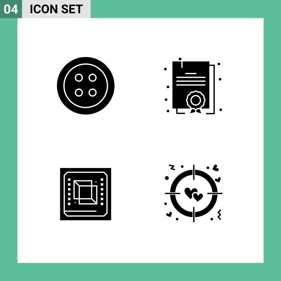Mobile Interface Solid Glyph Set of Pictograms of clothes hardware certificate chip heart Editable Vector Design Elements