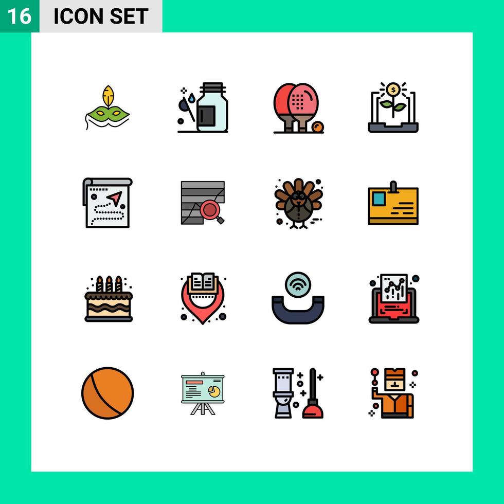 Set of 16 Modern UI Icons Symbols Signs for financial business medicine banking game Editable Creative Vector Design Elements