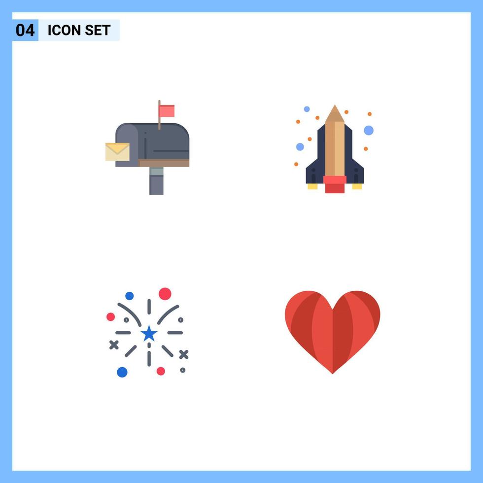 Universal Icon Symbols Group of 4 Modern Flat Icons of mail american email science heart Editable Vector Design Elements