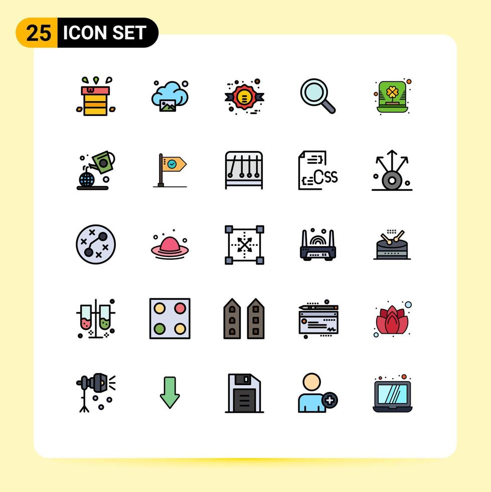 25 iconos creativos signos y símbolos modernos de la tecnología de lupa del día ven elementos de diseño vectorial editables de venta vector