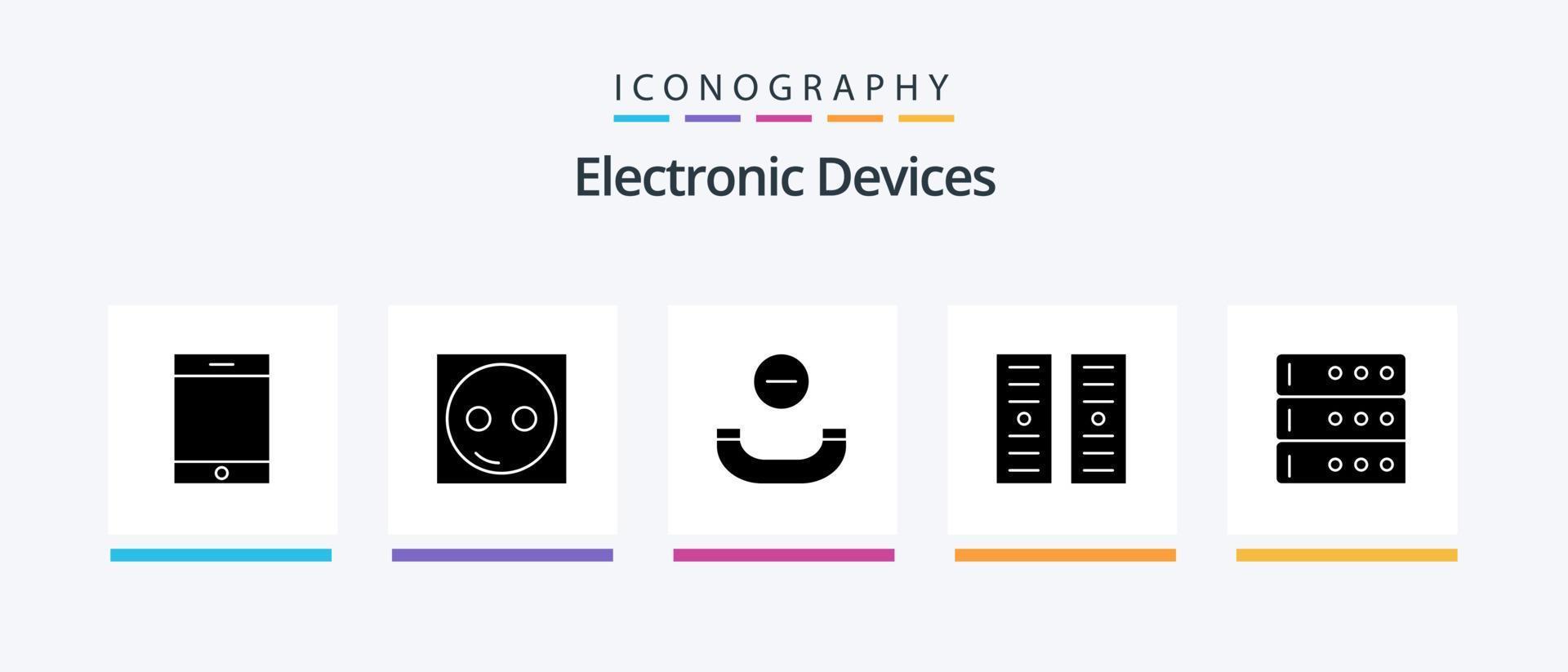 Devices Glyph 5 Icon Pack Including . database. call. data. hosting. Creative Icons Design vector