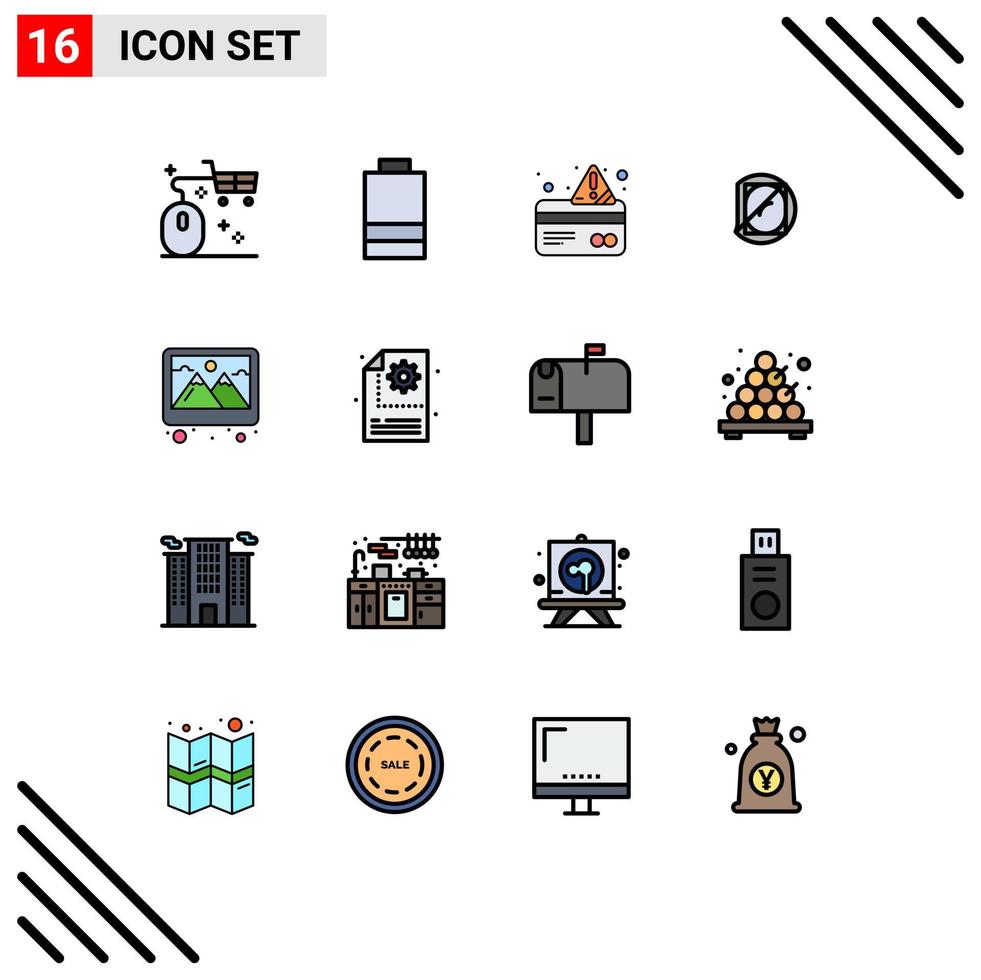Mobile Interface Flat Color Filled Line Set of 16 Pictograms of photo science alert medicines biology Editable Creative Vector Design Elements