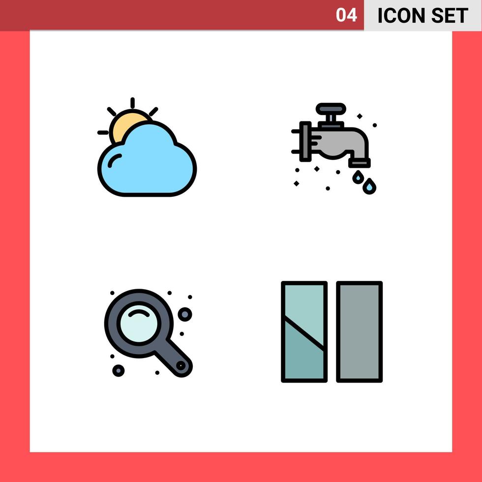 Set of 4 Modern UI Icons Symbols Signs for cloud zoom in sun plumber zoom tool Editable Vector Design Elements