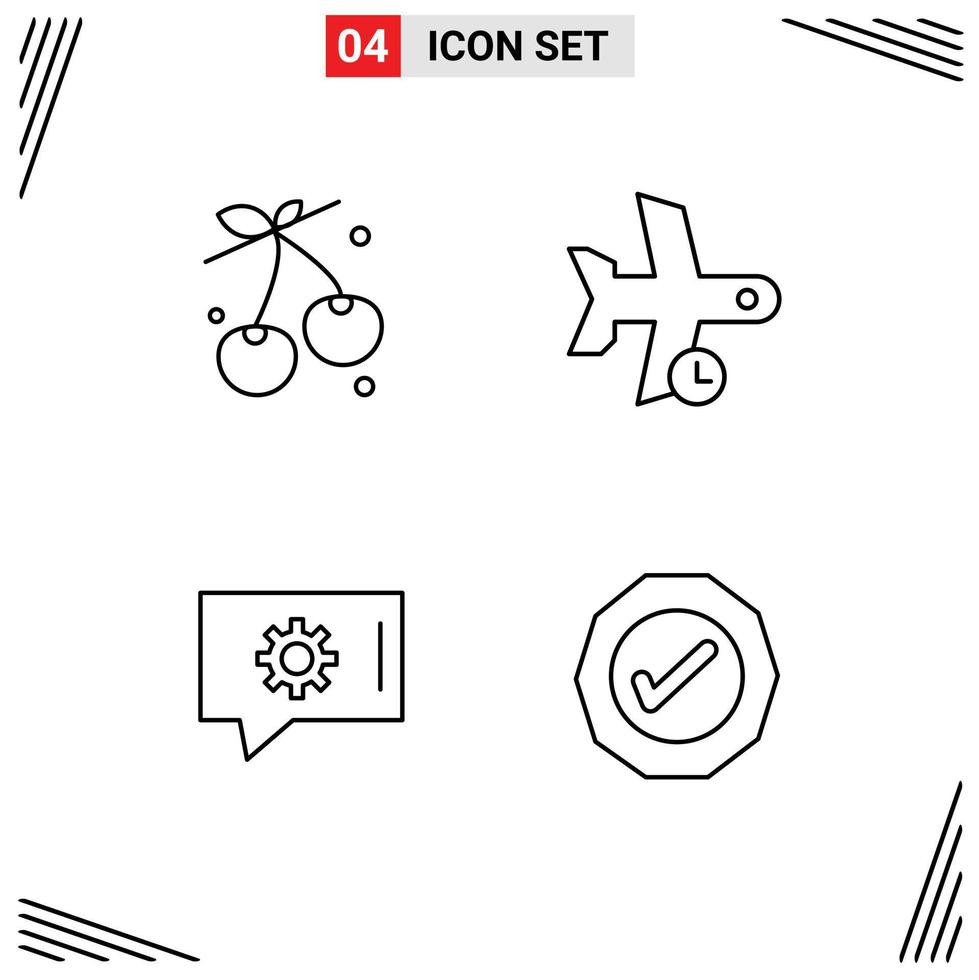 4 Thematic Vector Filledline Flat Colors and Editable Symbols of berry chat preferences spring plane chat support Editable Vector Design Elements