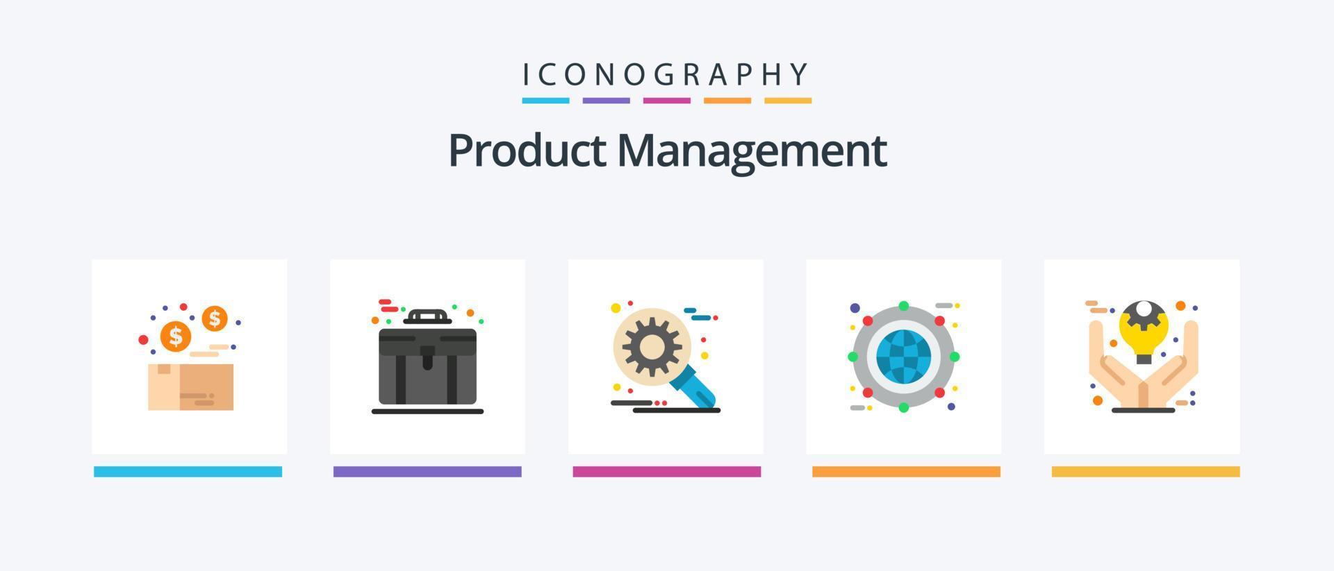 Product Management Flat 5 Icon Pack Including line. box. case. archive. setting. Creative Icons Design vector