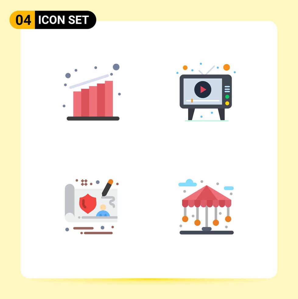grupo de 4 iconos planos modernos establecidos para el diseño de negocios y la construcción de elementos de diseño de vectores editables