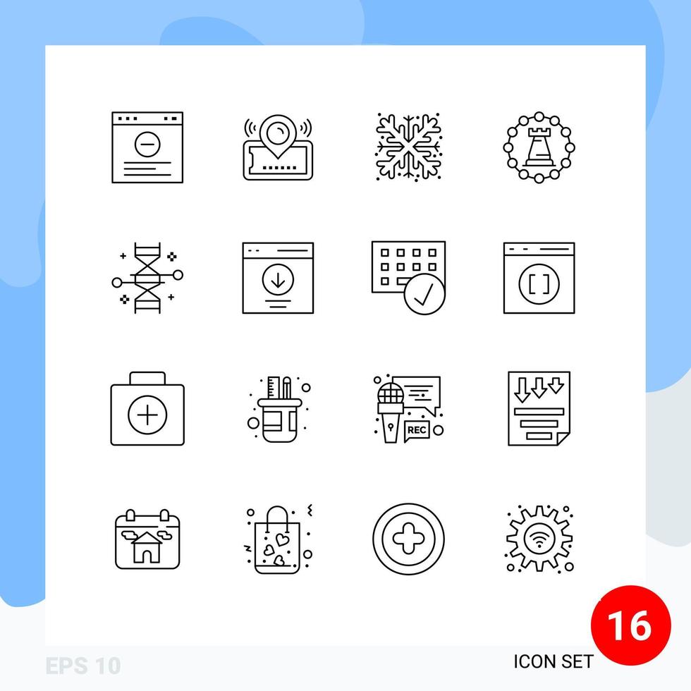 16 Outline concept for Websites Mobile and Apps chromosome rook christmas tower castle Editable Vector Design Elements
