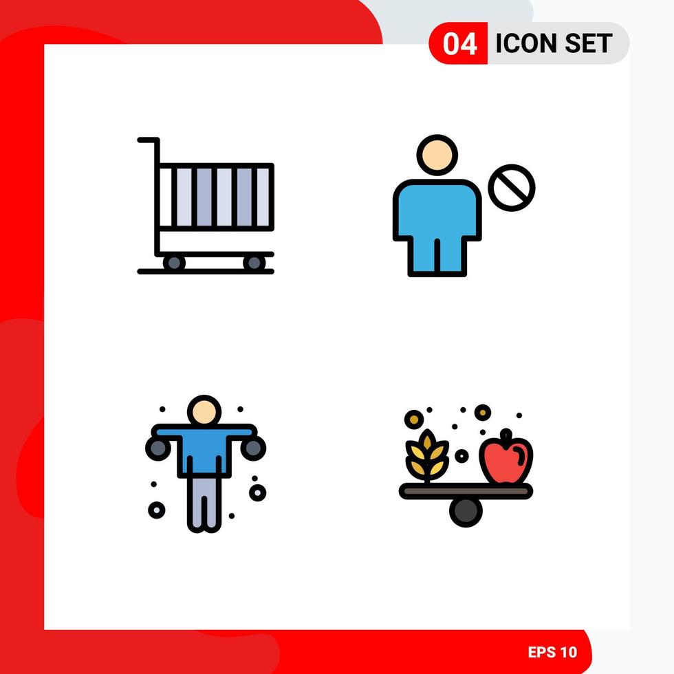 4 Creative Icons Modern Signs and Symbols of business human marketing blocked exercise Editable Vector Design Elements
