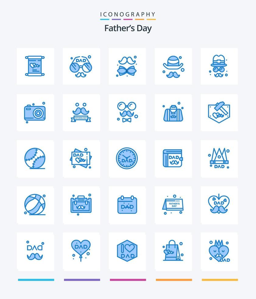 Creative Fathers Day 25 Blue icon pack  Such As fathers. brim. fathers day. avatar. father vector