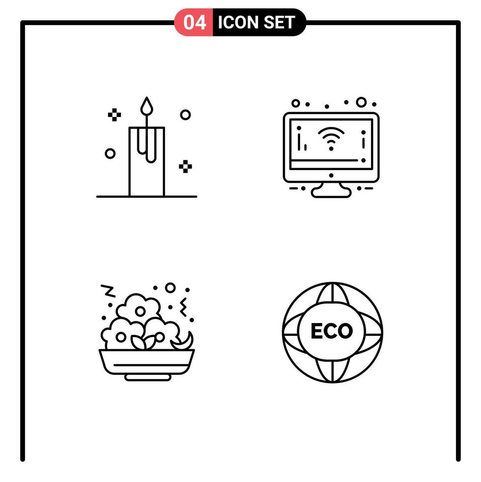 User Interface Pack of 4 Basic Filledline Flat Colors of candle food light screen nugget Editable Vector Design Elements