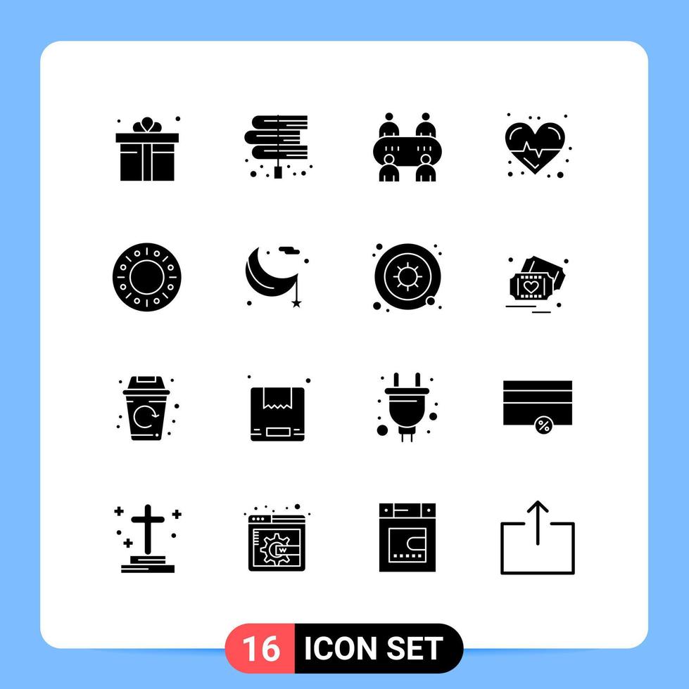 16 Universal Solid Glyph Signs Symbols of doughnut care laws science beat Editable Vector Design Elements