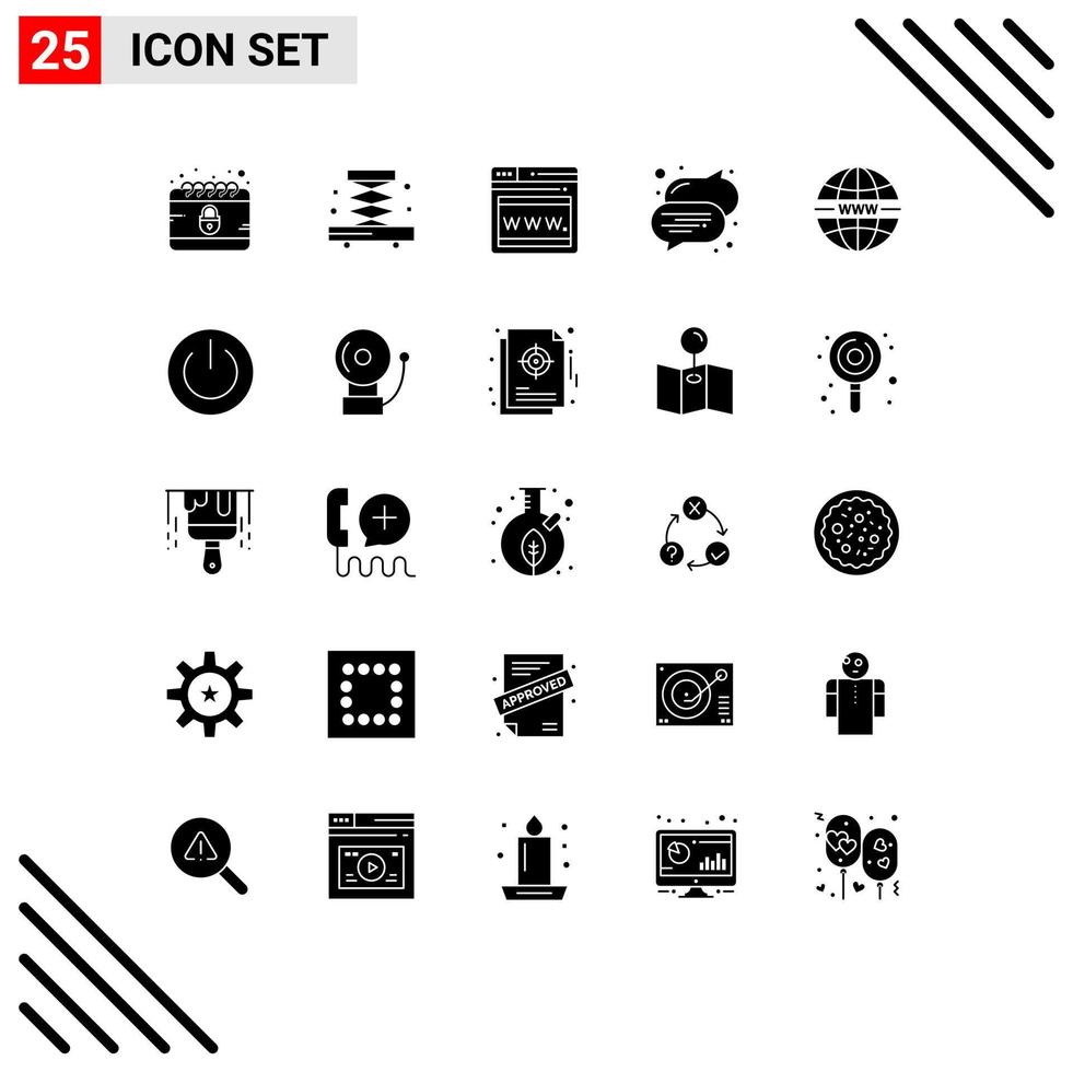 25 Universal Solid Glyphs Set for Web and Mobile Applications eco system web security text Editable Vector Design Elements
