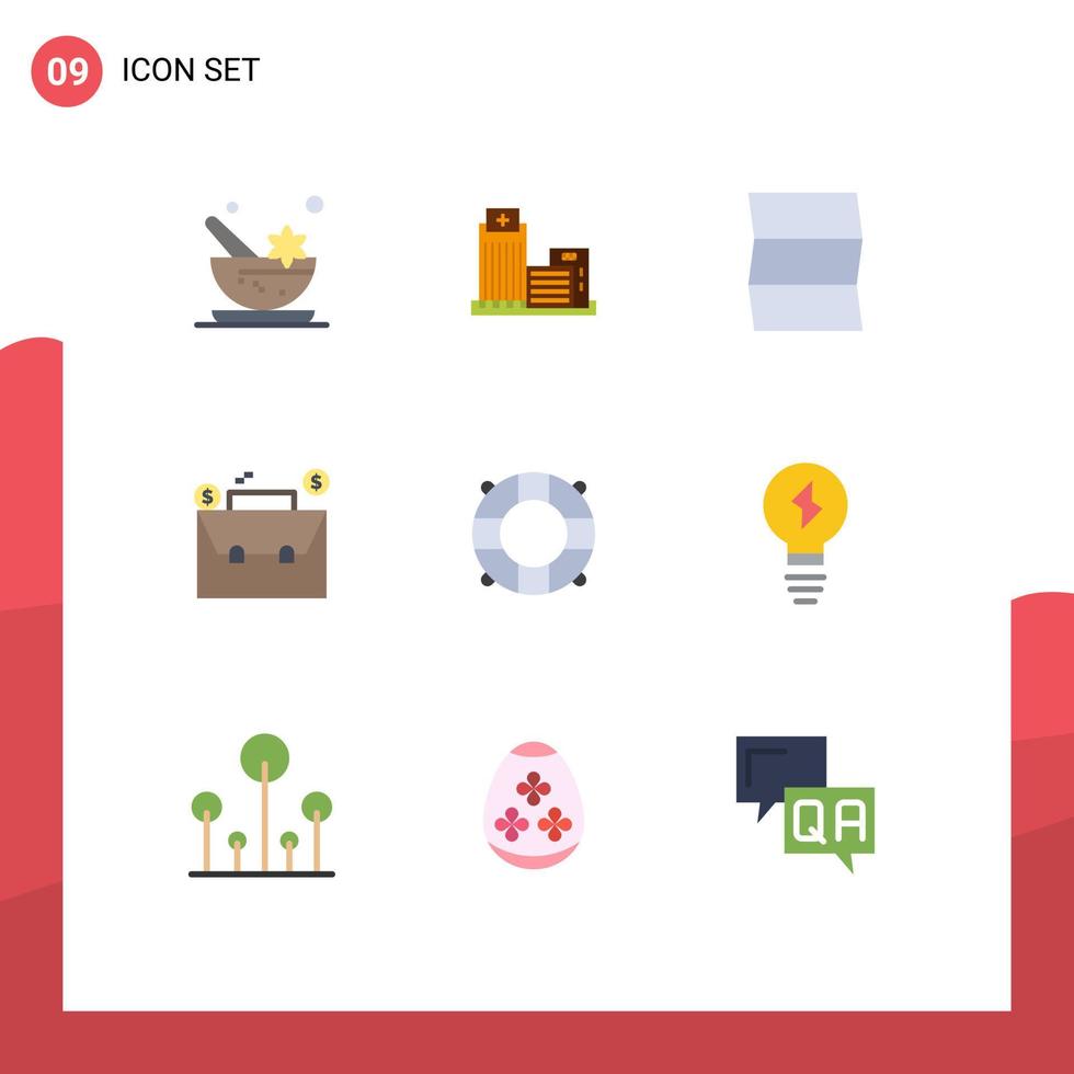 9 Creative Icons Modern Signs and Symbols of lifeguard dollar office case bag Editable Vector Design Elements