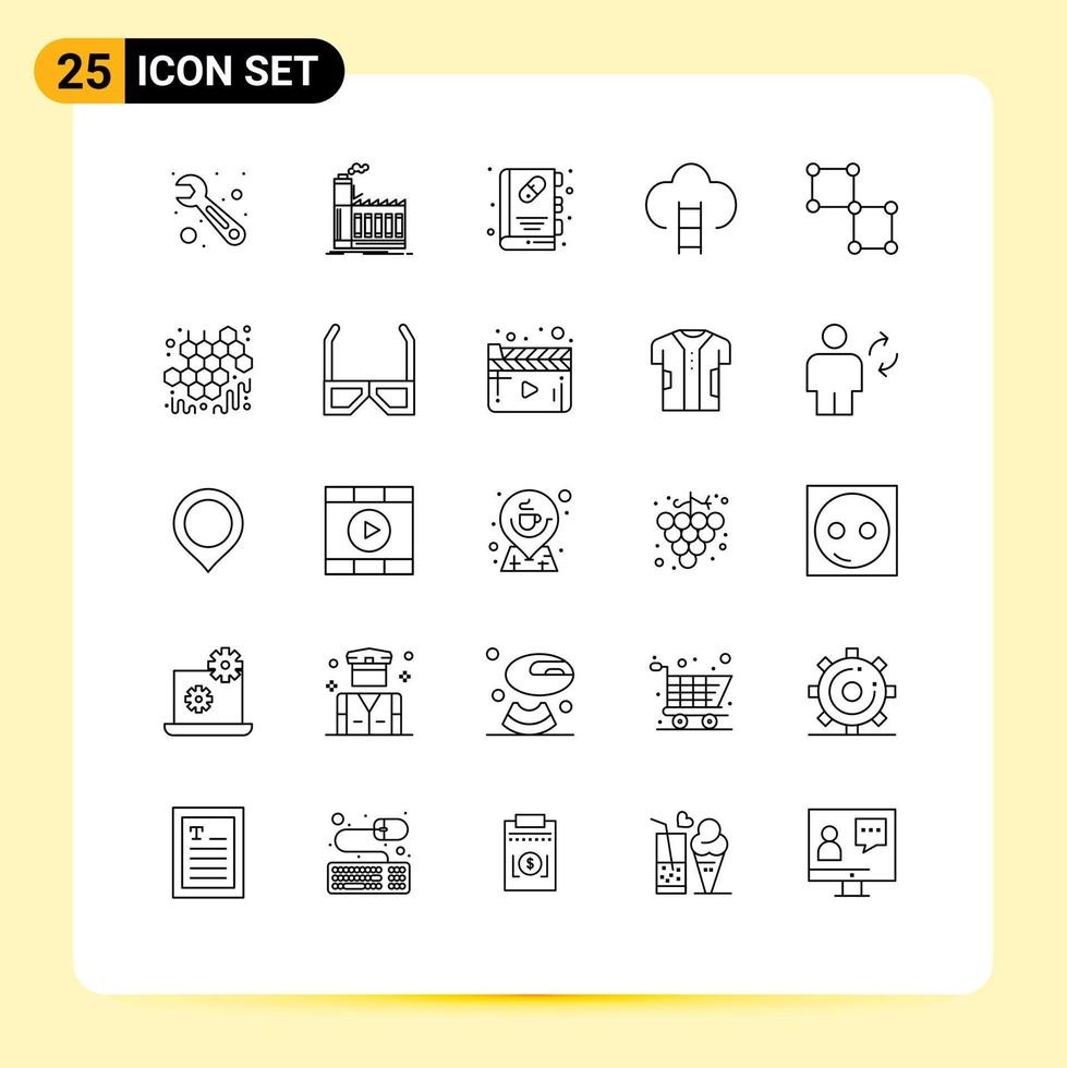Modern Set of 25 Lines Pictograph of bound place book game career Editable Vector Design Elements