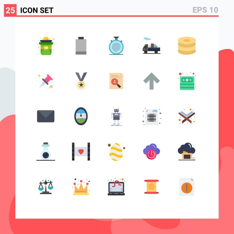 Modern Set of 25 Flat Colors and symbols such as food dish cycle transport delivery Editable Vector Design Elements