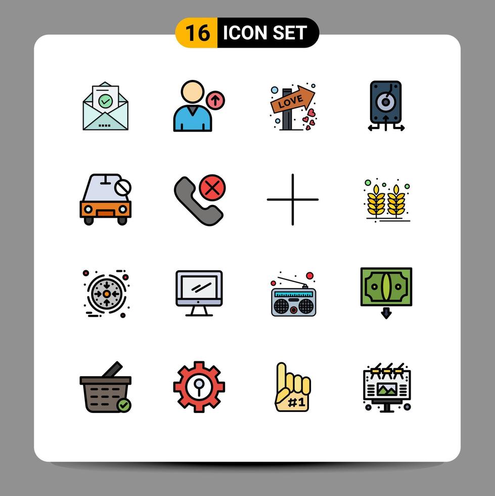 16 Creative Icons Modern Signs and Symbols of disabled storage love server data Editable Creative Vector Design Elements