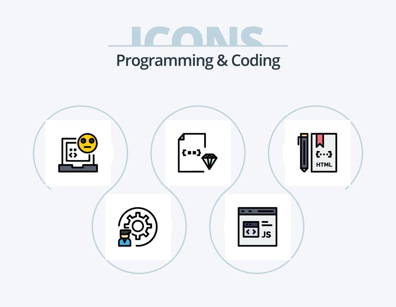Programming And Coding Line Filled Icon Pack 5 Icon Design. coding. app. develop. webpage. development vector