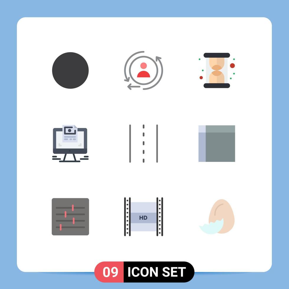 Group of 9 Modern Flat Colors Set for road lines productivity infrastructure website Editable Vector Design Elements