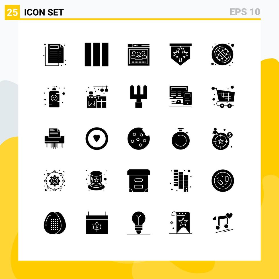 25 Thematic Vector Solid Glyphs and Editable Symbols of game basketball web ball canada Editable Vector Design Elements