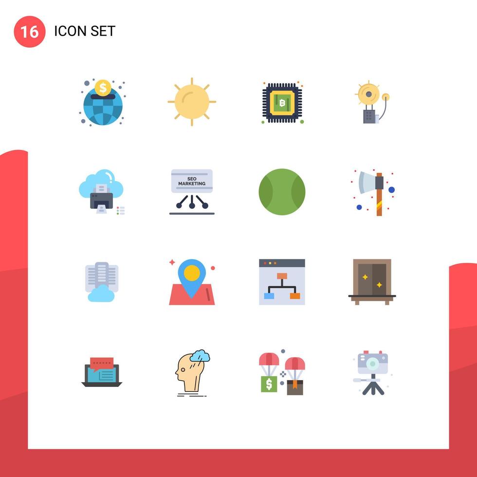 paquete de iconos de vector de stock de 16 signos y símbolos de línea para imprimir campana de intruso de minería en la nube paquete editable de elementos de diseño de vector creativo