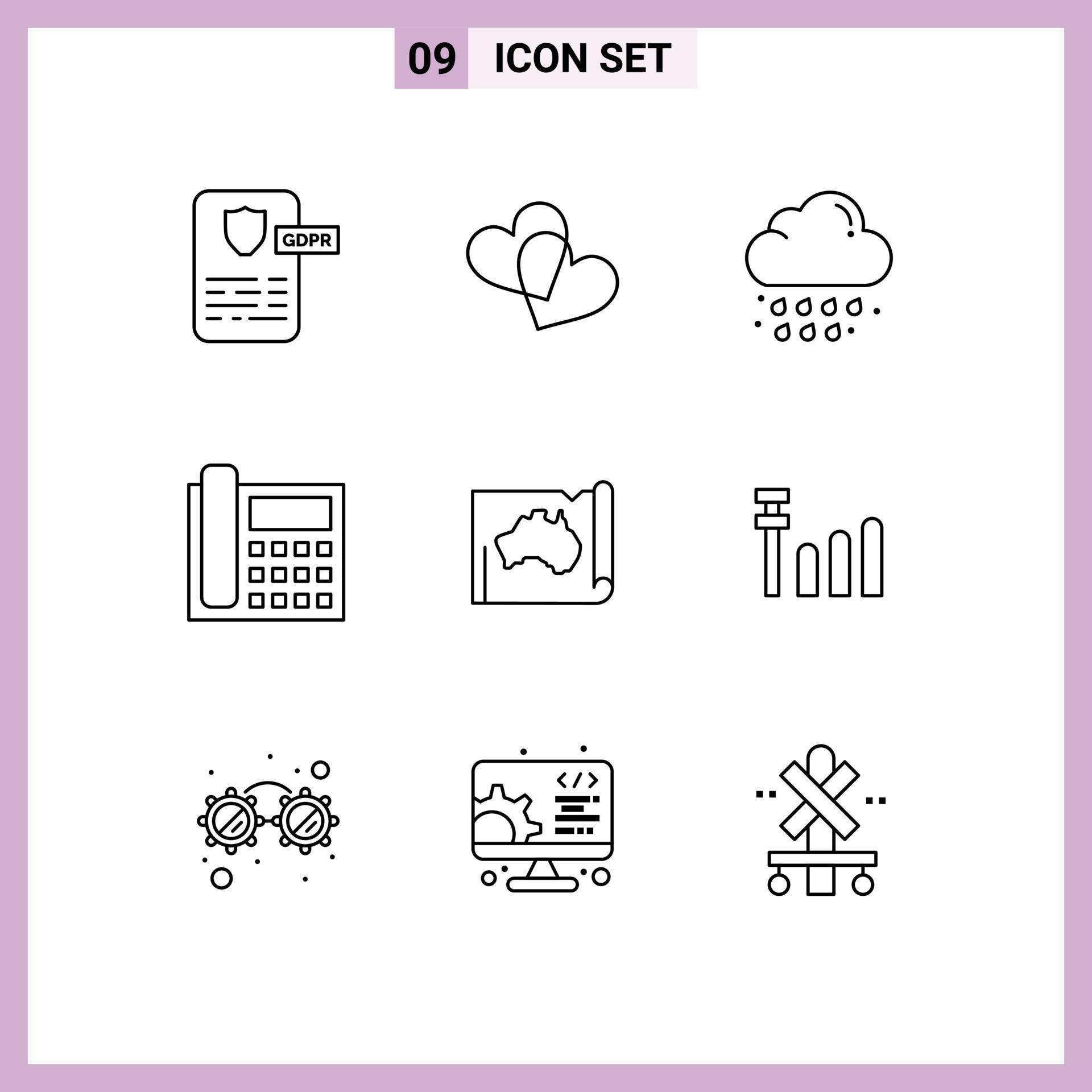 Outline Pack of 9 Universal Symbols of australian conversation drop