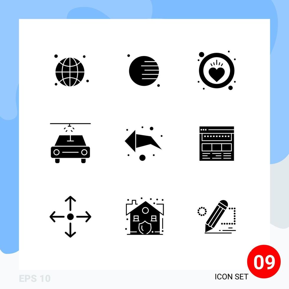 9 Creative Icons Modern Signs and Symbols of business website heart direction arrow Editable Vector Design Elements
