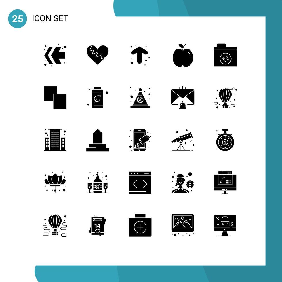 Set of 25 Modern UI Icons Symbols Signs for folder study arrow school apple Editable Vector Design Elements