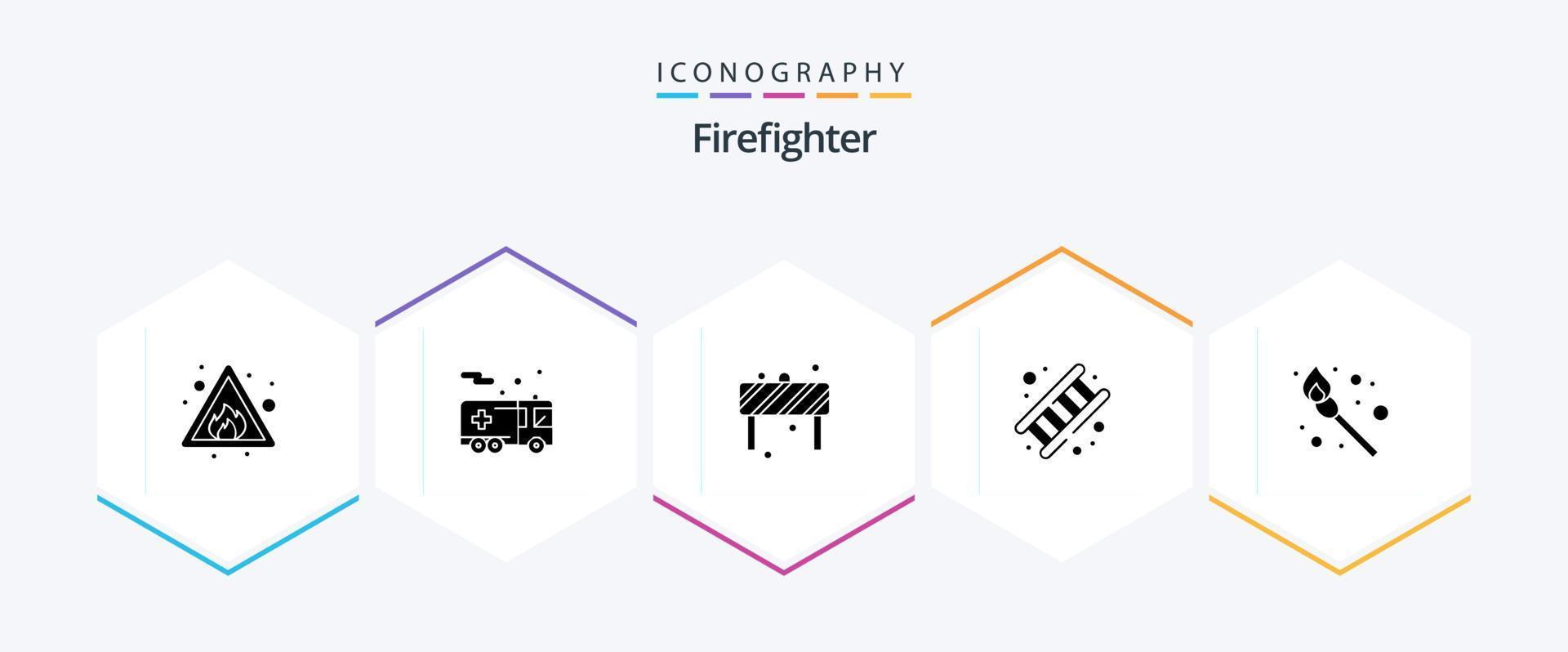 Firefighter 25 Glyph icon pack including camping. service. attention. job. fire vector