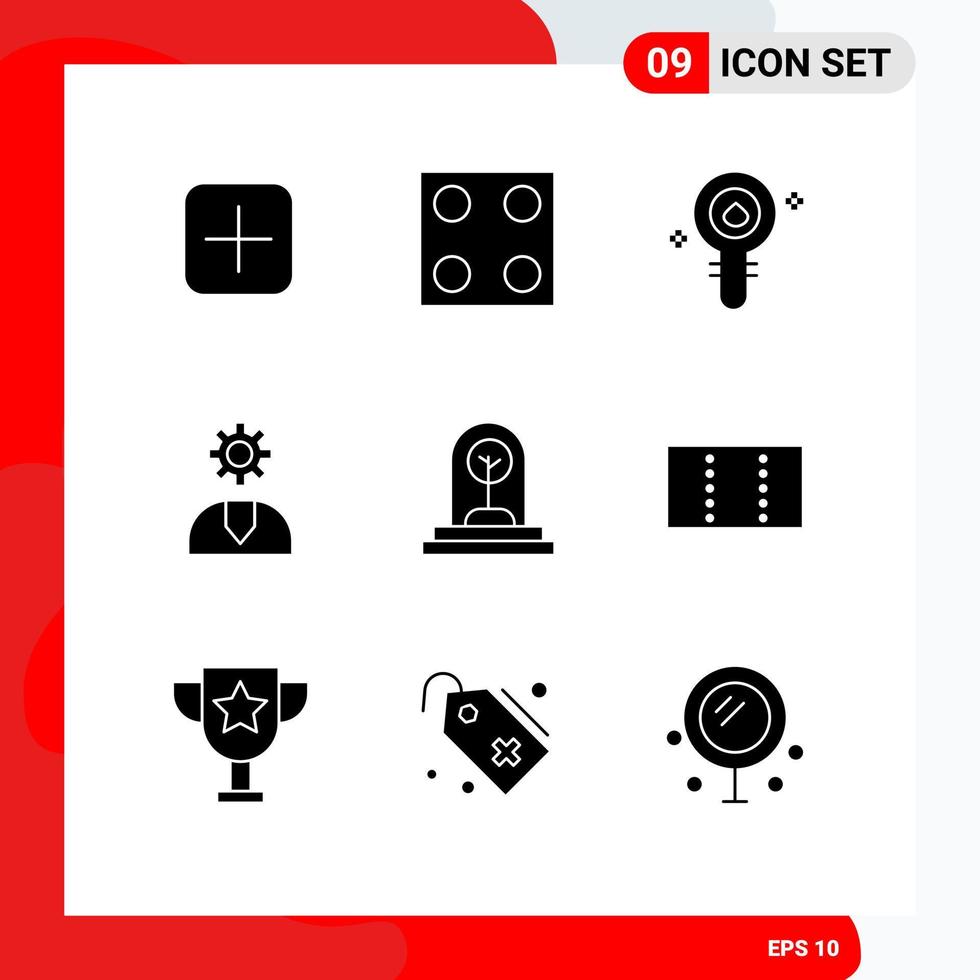 Editable Vector Line Pack of 9 Simple Solid Glyphs of business service biology help call Editable Vector Design Elements