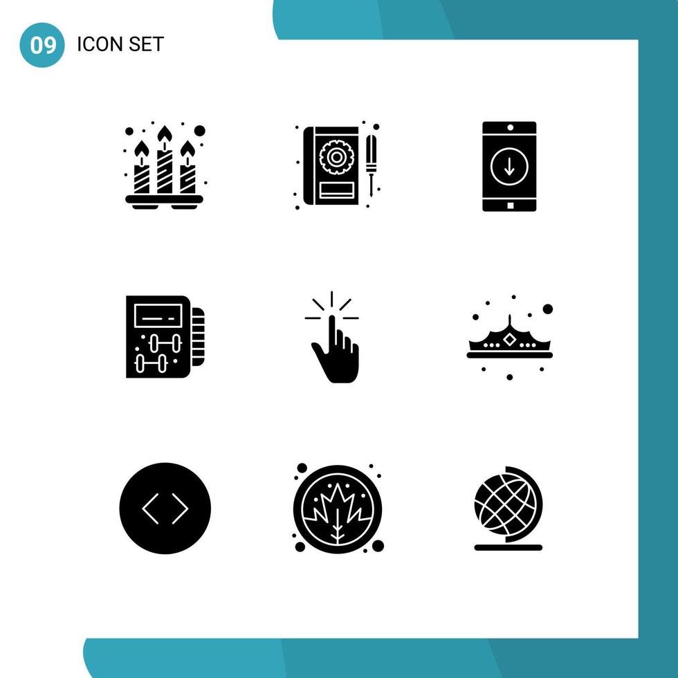 9 Creative Icons Modern Signs and Symbols of planning gym service fitness down Editable Vector Design Elements