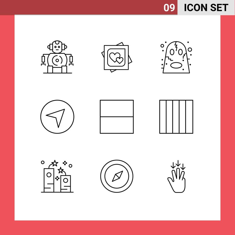 Stock Vector Icon Pack of 9 Line Signs and Symbols for layout grid angry pointer direction Editable Vector Design Elements