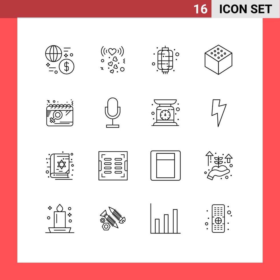 16 Thematic Vector Outlines and Editable Symbols of plan calendar signal edge year Editable Vector Design Elements