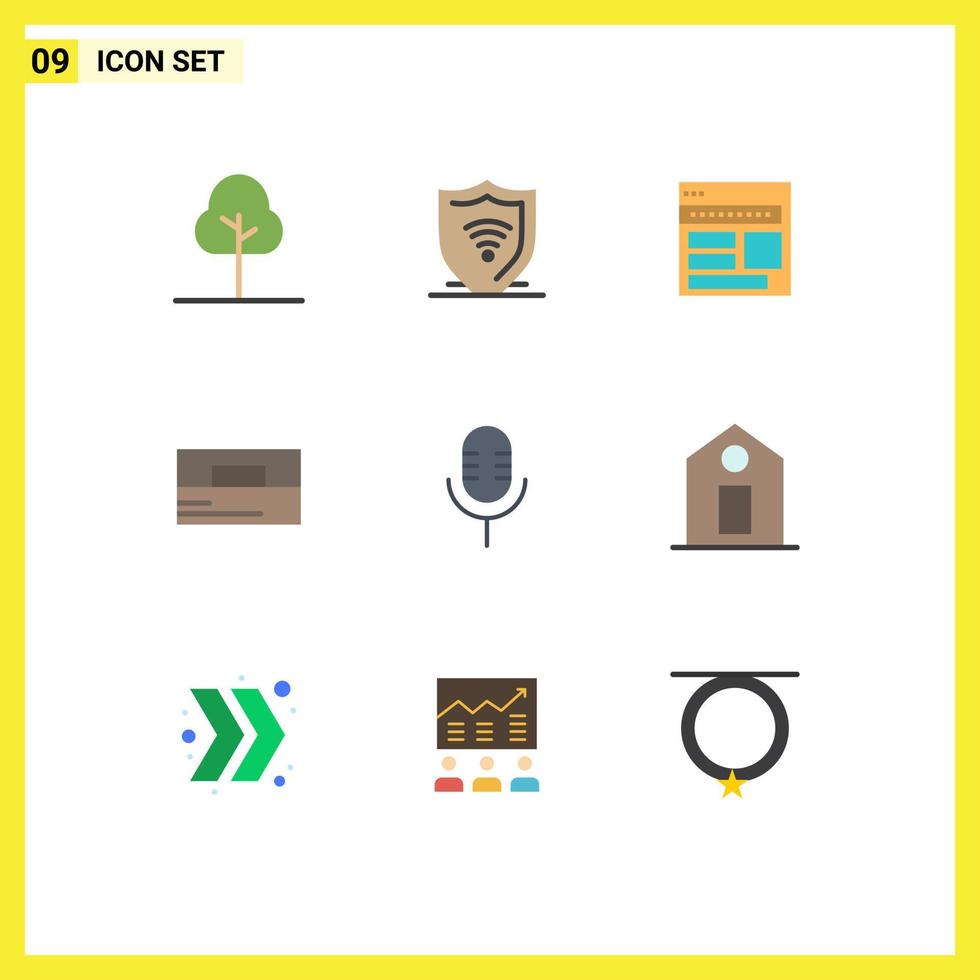 Set of 9 Commercial Flat Colors pack for wallet fashion browser accessories web Editable Vector Design Elements