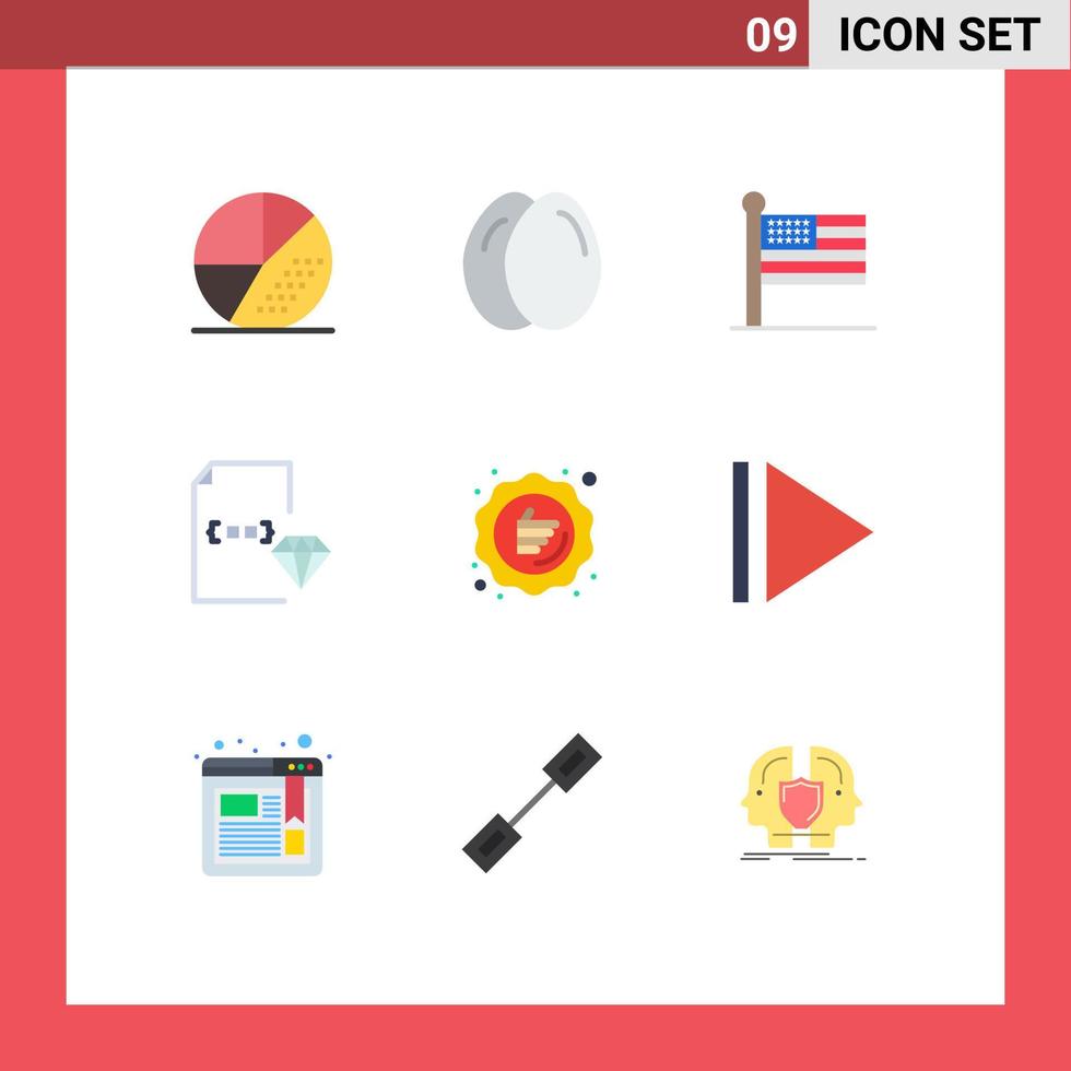 9 Universal Flat Color Signs Symbols of discount document flag development coding Editable Vector Design Elements