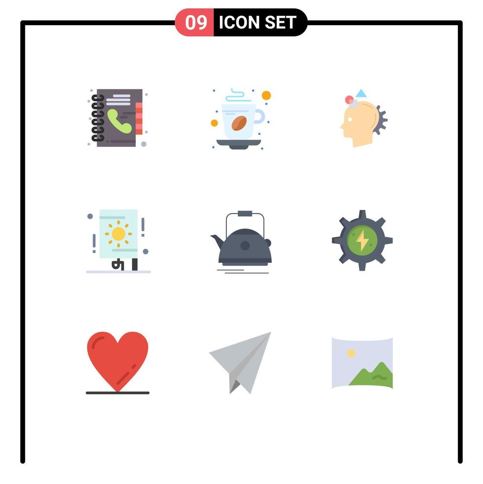 User Interface Pack of 9 Basic Flat Colors of party festival hot celebration idea Editable Vector Design Elements