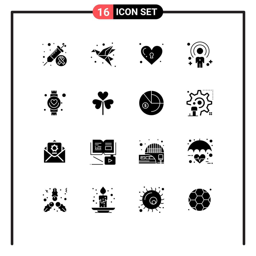 16 Solid Glyph concept for Websites Mobile and Apps recruitment people paper human lock Editable Vector Design Elements