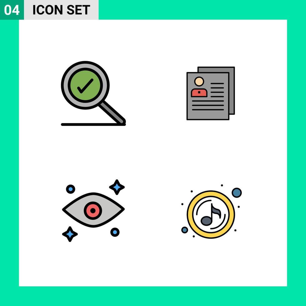 Set of 4 Modern UI Icons Symbols Signs for complete eye profile delete watching Editable Vector Design Elements