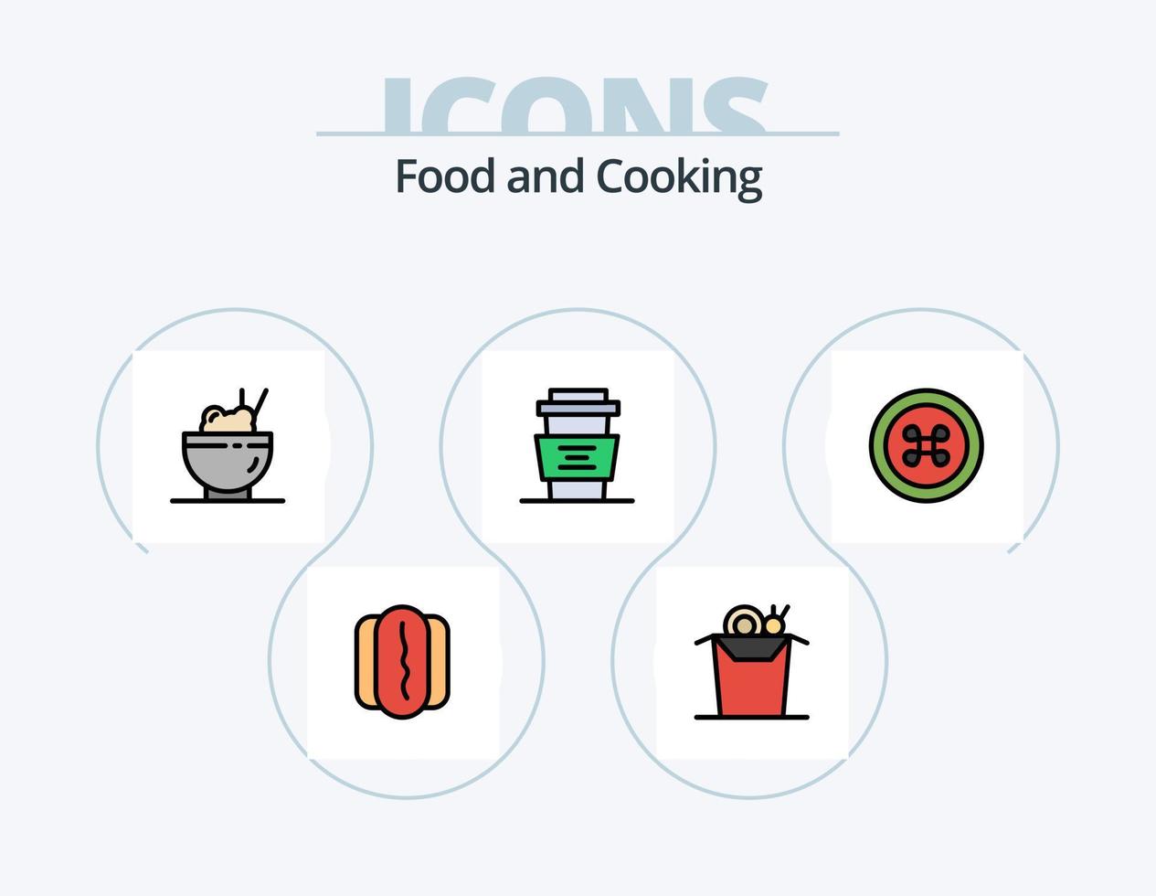 paquete de iconos llenos de línea de alimentos 5 diseño de iconos. . . alimento. embutido. alimento vector