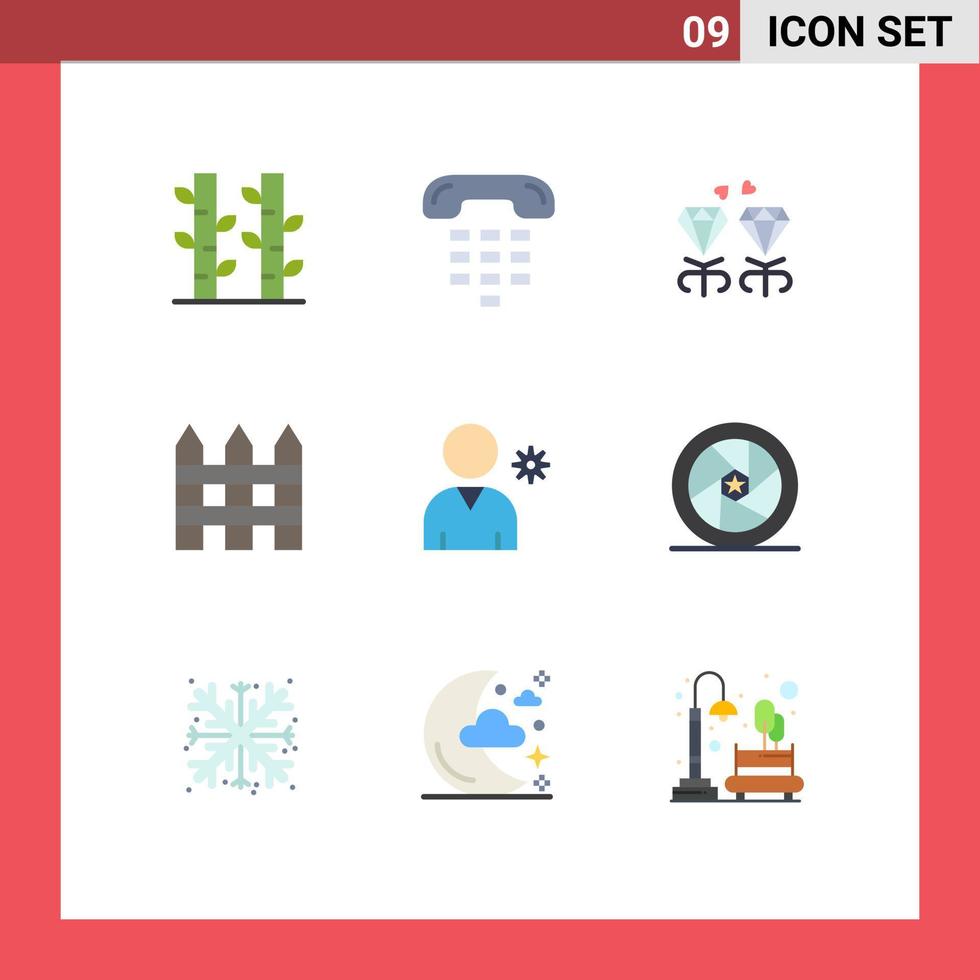 Set of 9 Modern UI Icons Symbols Signs for controls garden fence phone fence mom Editable Vector Design Elements