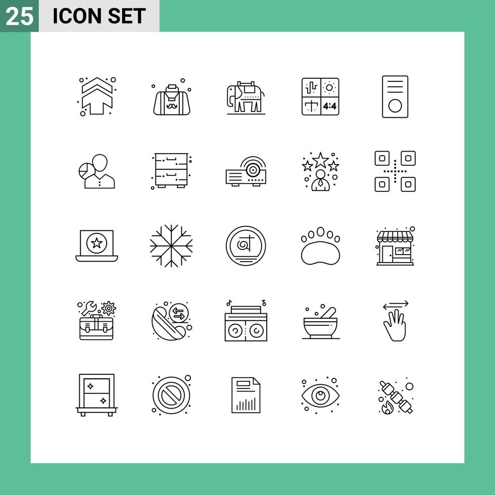 conjunto de 25 iconos modernos de ui símbolos signos para computadoras ingeniería caballero desarrollo audio elementos de diseño vectorial editables vector