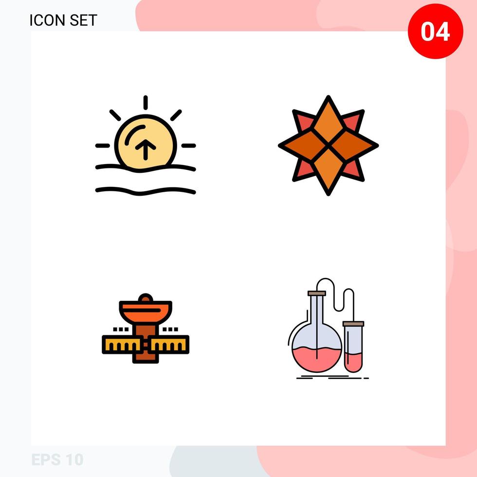 Universal Icon Symbols Group of 4 Modern Filledline Flat Colors of nature space weather winter satellite Editable Vector Design Elements