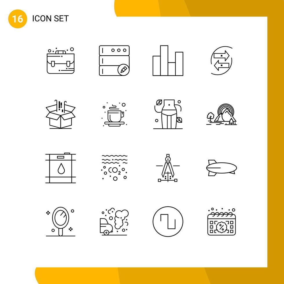 Outline Pack of 16 Universal Symbols of box money chart exchang chart Editable Vector Design Elements
