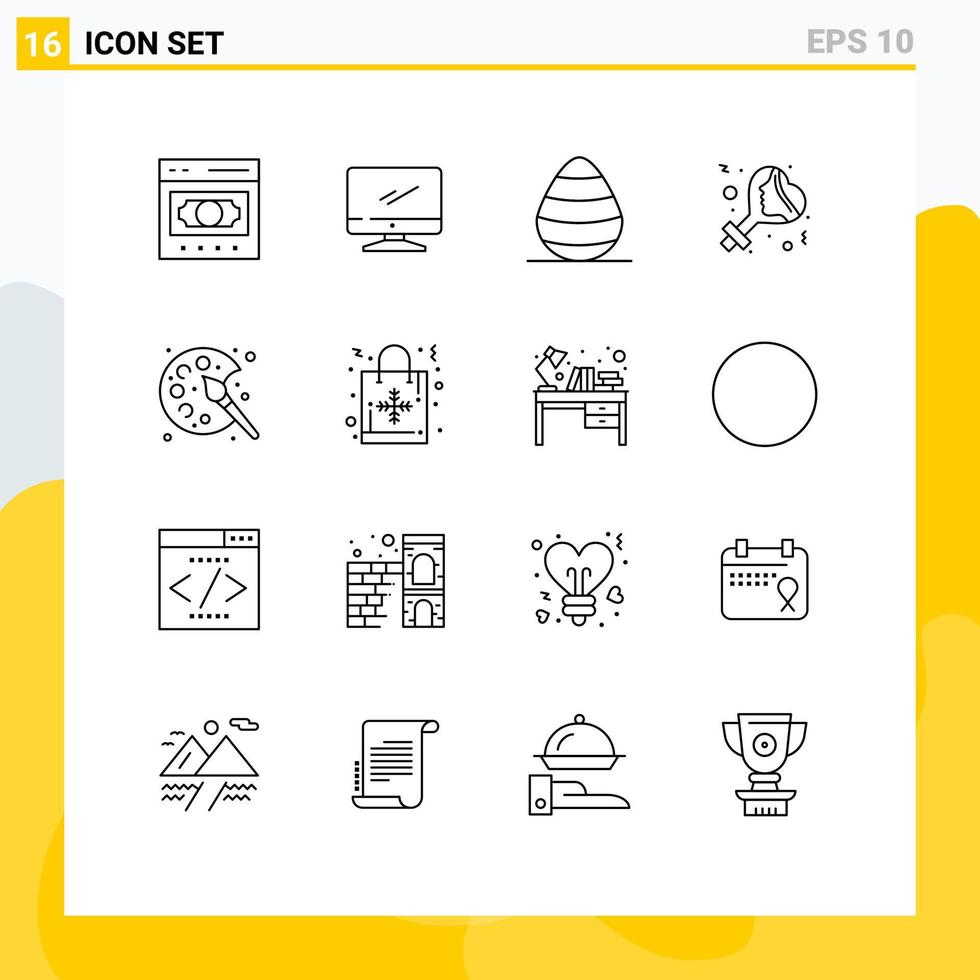 Universal Icon Symbols Group of 16 Modern Outlines of celebrate sign imac gender nature Editable Vector Design Elements