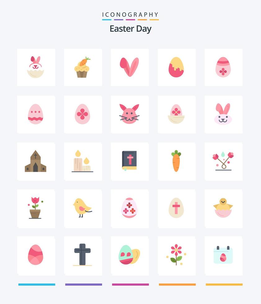 paquete creativo de iconos planos de pascua 25 como bynny. huevo. animal. el huevo de Pascua. decoración vector