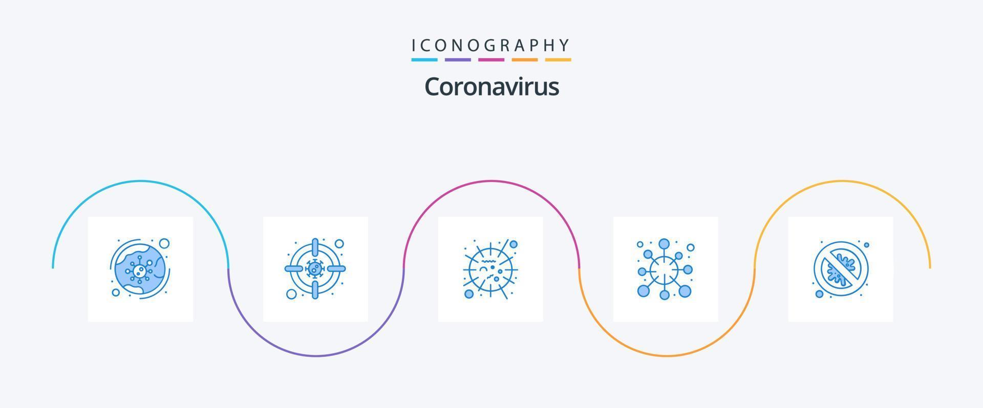 Coronavirus Blue 5 Icon Pack Including virus. epidemic. flu. disease. virus vector