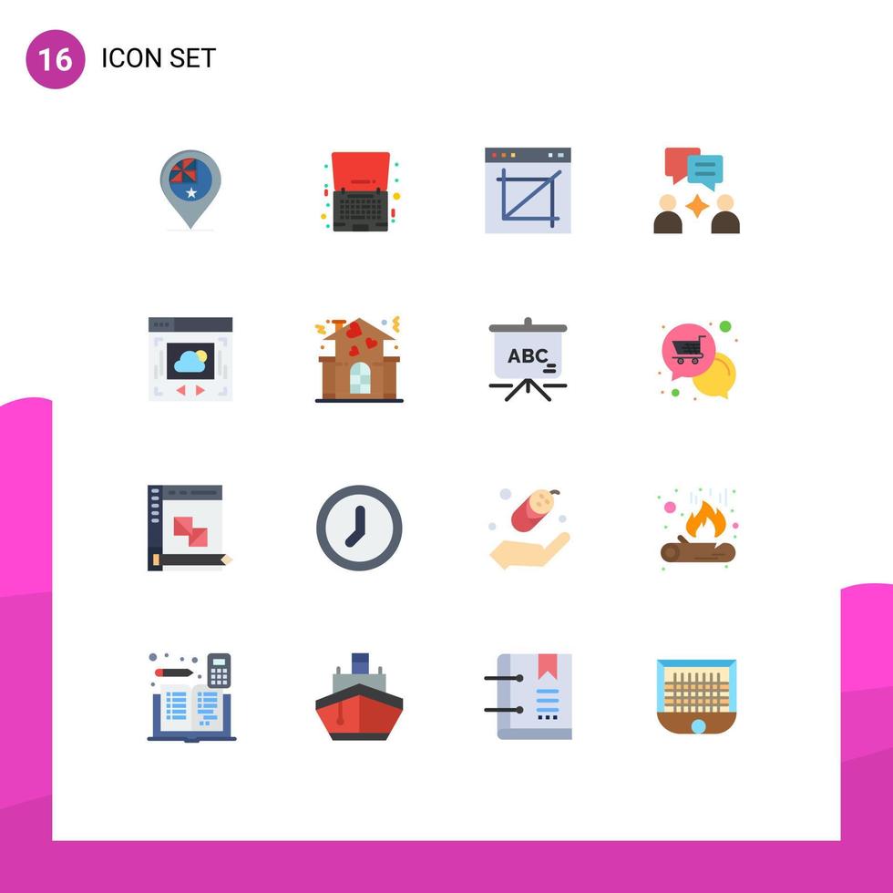 Set of 16 Modern UI Icons Symbols Signs for chatting man notebook website image crop Editable Pack of Creative Vector Design Elements