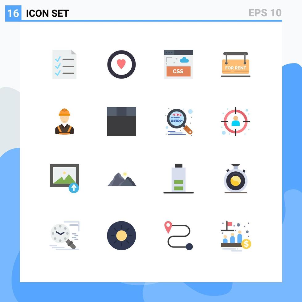 Universal Icon Symbols Group of 16 Modern Flat Colors of repair carpenter style building real estate Editable Pack of Creative Vector Design Elements