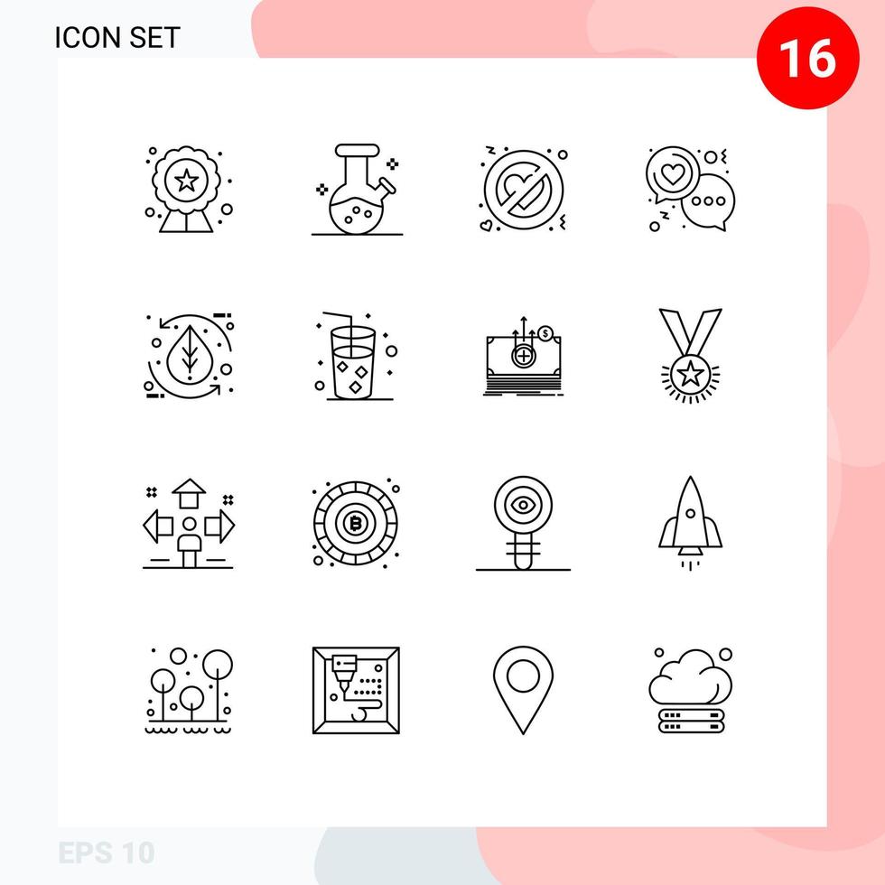 16 Thematic Vector Outlines and Editable Symbols of ecology women no love love day Editable Vector Design Elements