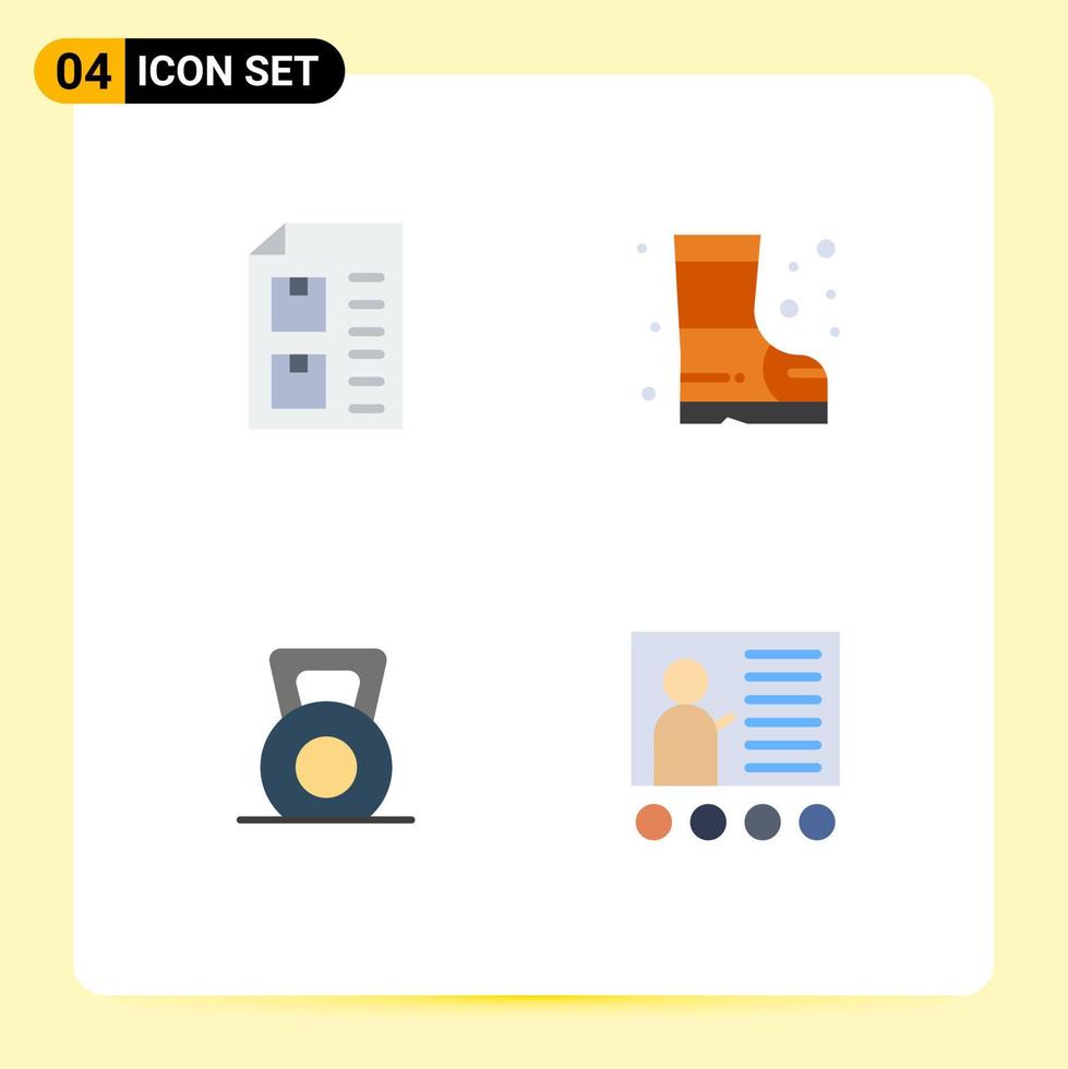 Set of 4 Modern UI Icons Symbols Signs for check fitness list fire lift Editable Vector Design Elements