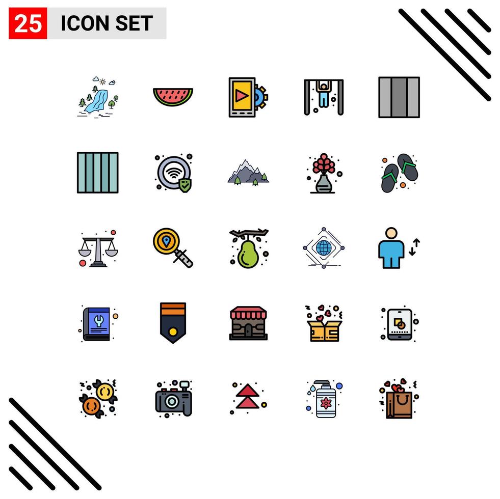 conjunto de 25 iconos de interfaz de usuario modernos símbolos signos para la competencia de anillos de agua de rejilla de protección elementos de diseño vectorial editables vector